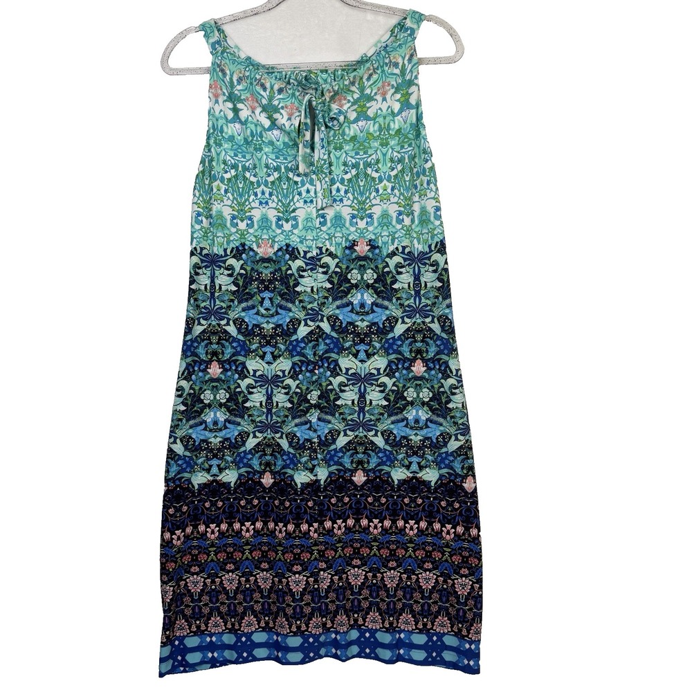 Taylor Brand Tunic Spring/Summer Dress Blue/green Floral, Sleeveless,  Size 12